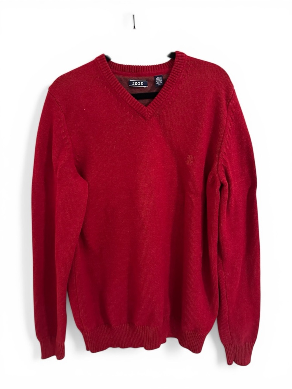 IZOD Men's V-Neck Sweater | Classic Red Pullover | Size M